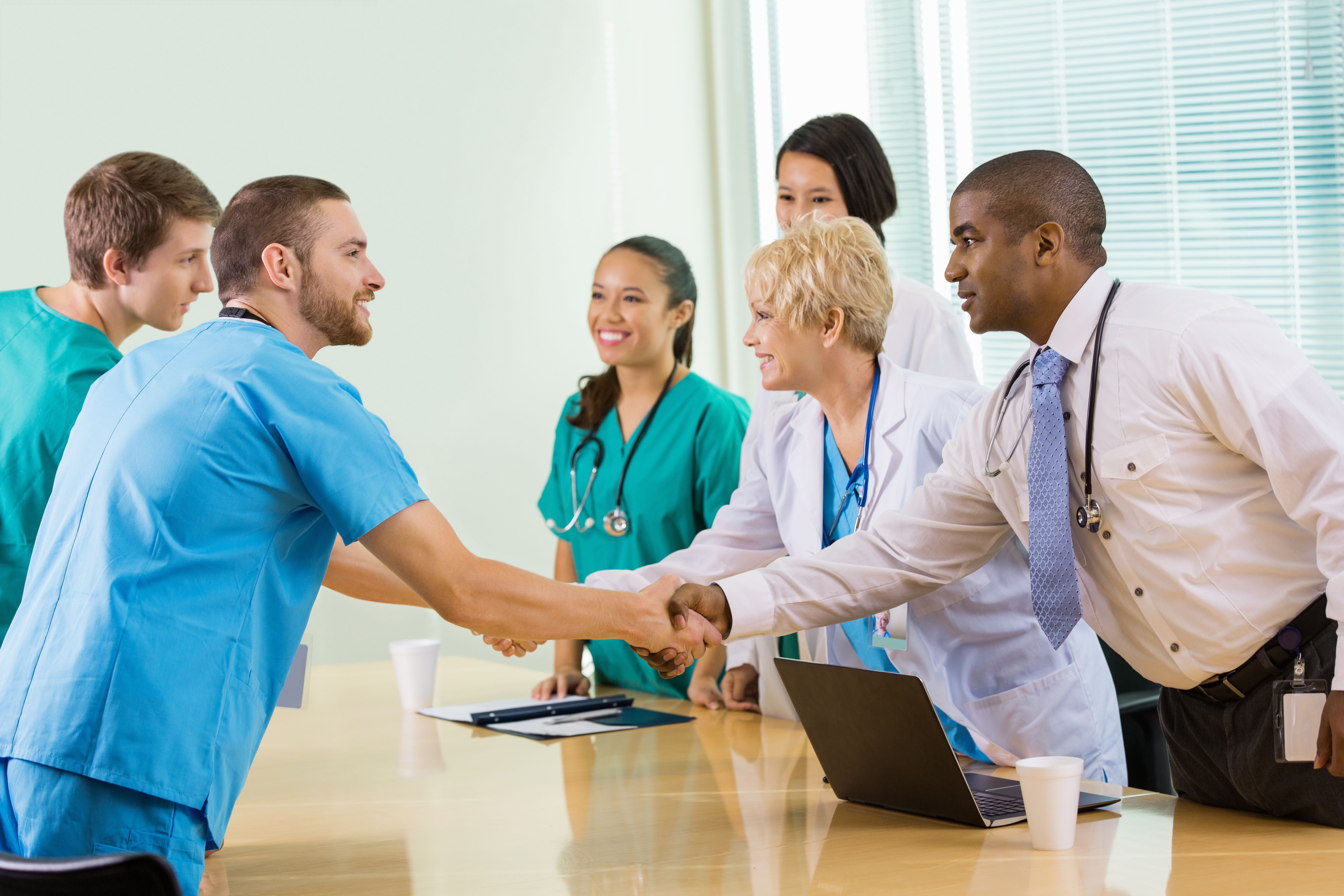 Hospital staff interviewing candidates